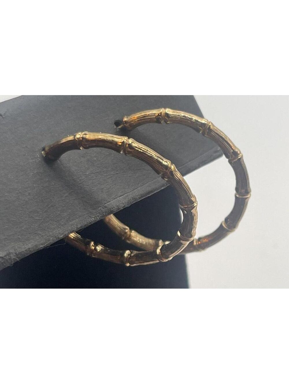 Vintage Gold Tone Bamboo Style Hoop Earrings from the 90s